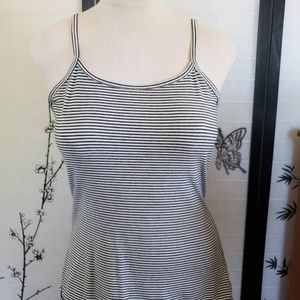 [Self Esteem] Black & White Striped Slub Tank Top